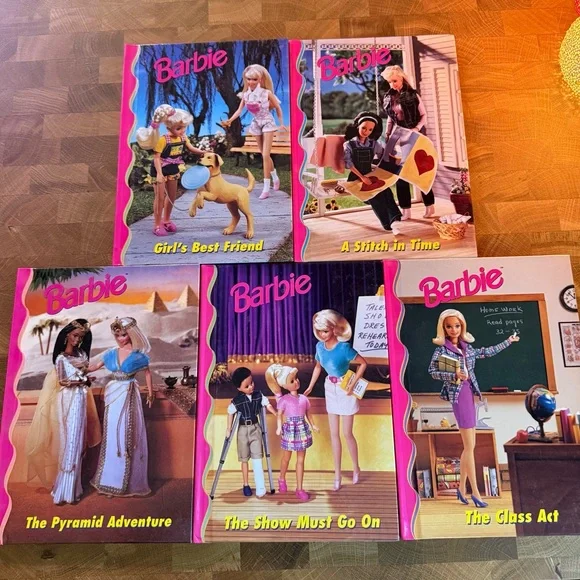 Lot of 5 Barbie & Friends Vintage Books Hardcover Book Club Grolier Pink 1998-99 - Picture 1 of 4